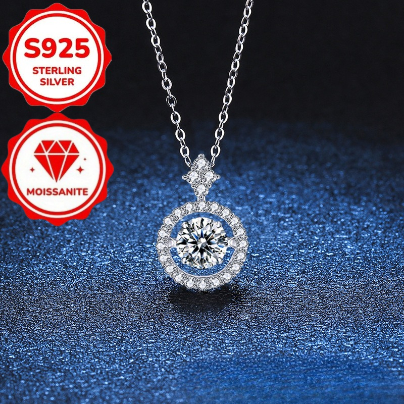 TEMU Un anneau étoile en argent sterling S925, associé à un collier avec pendentif en moissanite. Ce pendentif blanc élégant est parfait et constitue