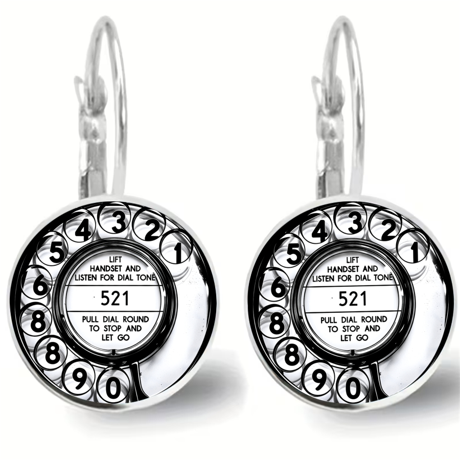 TEMU 2pcs Rotary Dial Earrings Telephone Earrings Vintage Earrings Nostalgic Earrings Pendant Earrings Retro Earrings Jewelry Accessories Unique