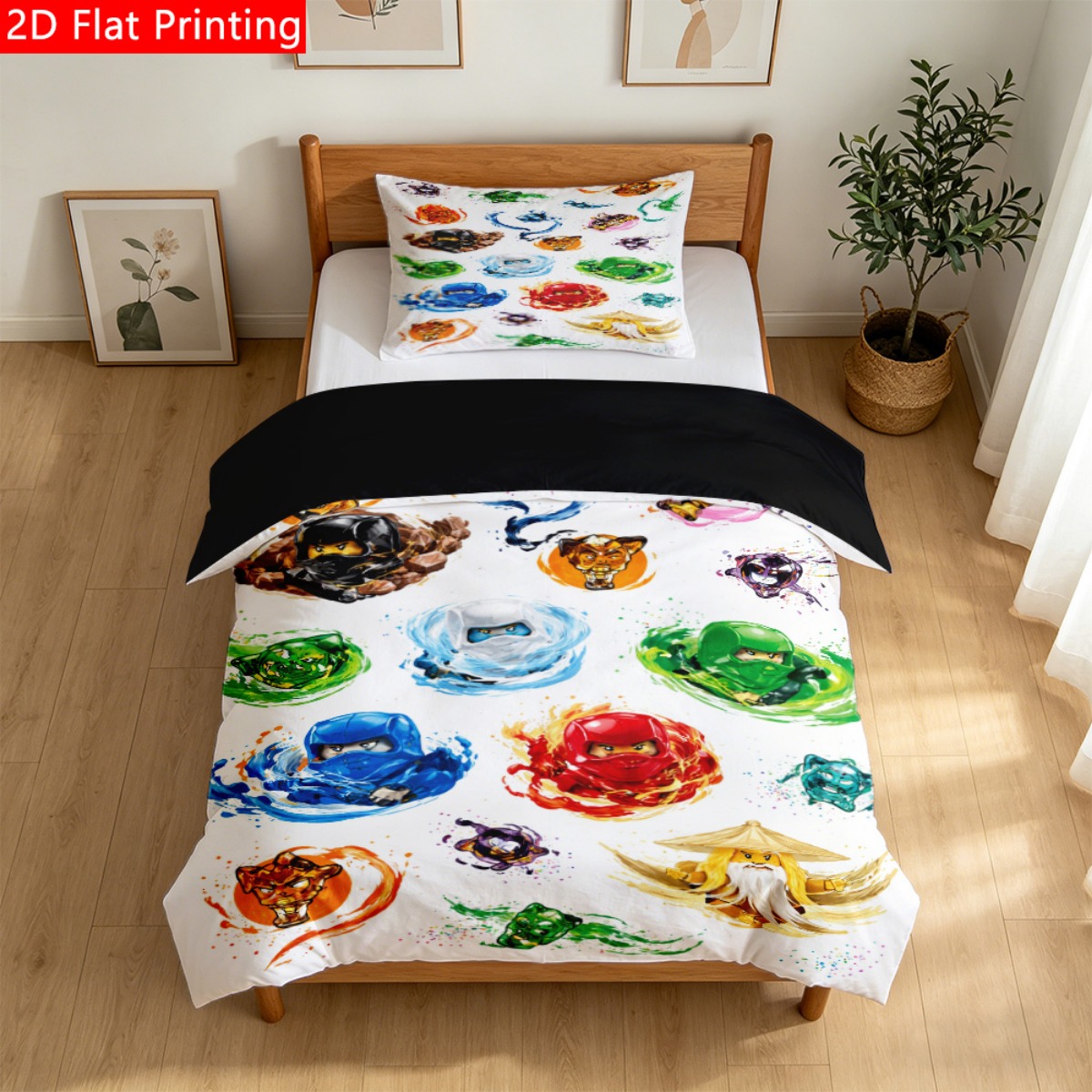 TEMU 2/3pcs Duvet Cover Set Vibrant Characters Splash Pattern Print Classic Bedding Quilt Covers Set Use Soft Breathable And Skin-friendly With 1