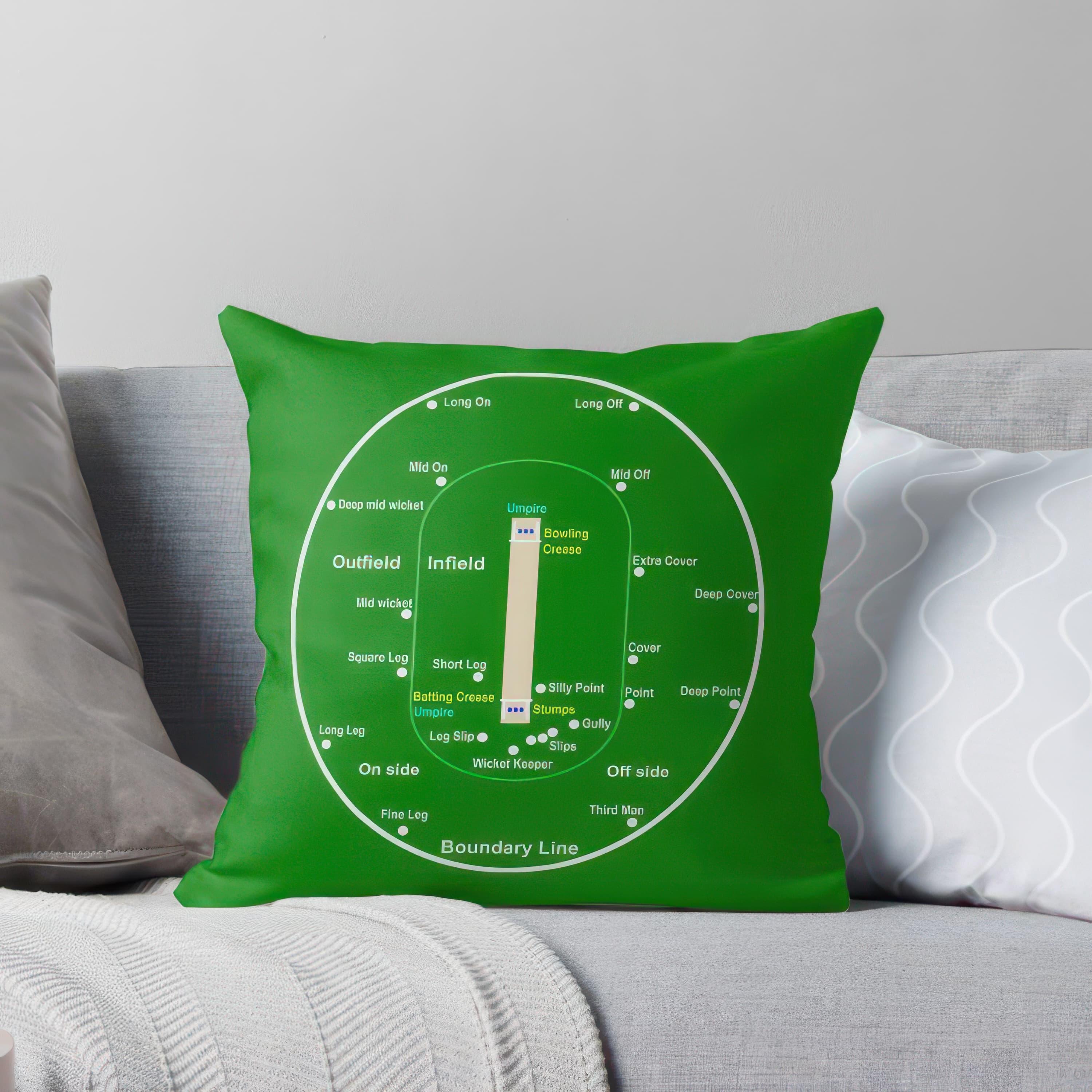 TEMU 1pc Layout Pillowcase - Double-sided Cricket Field Diagram With Pitch , Vintage Sports Decor - Soft Fade-resistant Plush Pillow Cover - Zipper