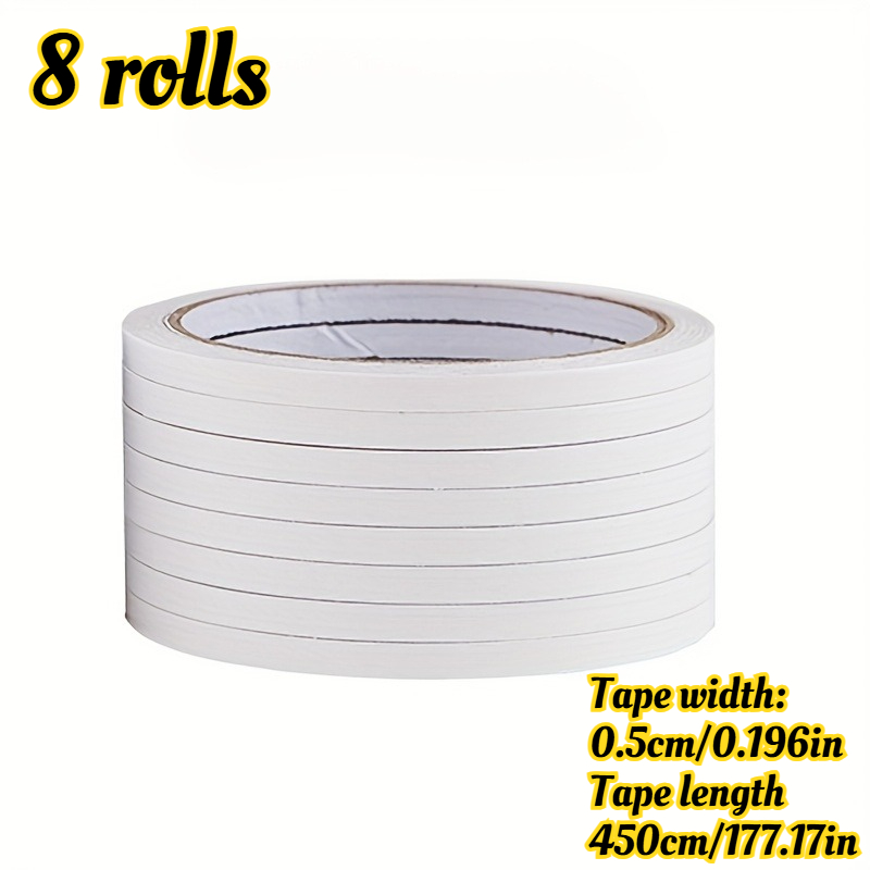 TEMU 8 Rollos de Cinta Adhesiva de Cara, Cintas Adhesivas Fuertes - Tiras Transparentes, Adecuadas para Artística, Manualidades, de Tarjetas,