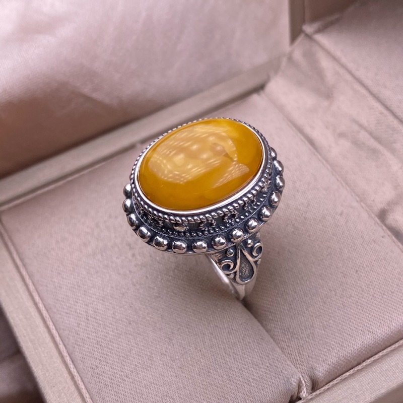 TEMU A Vintage Silvery Beeswax Ring With Retro Nepalese Style, Grand And Fashionable Ol, Niche And Jewelry