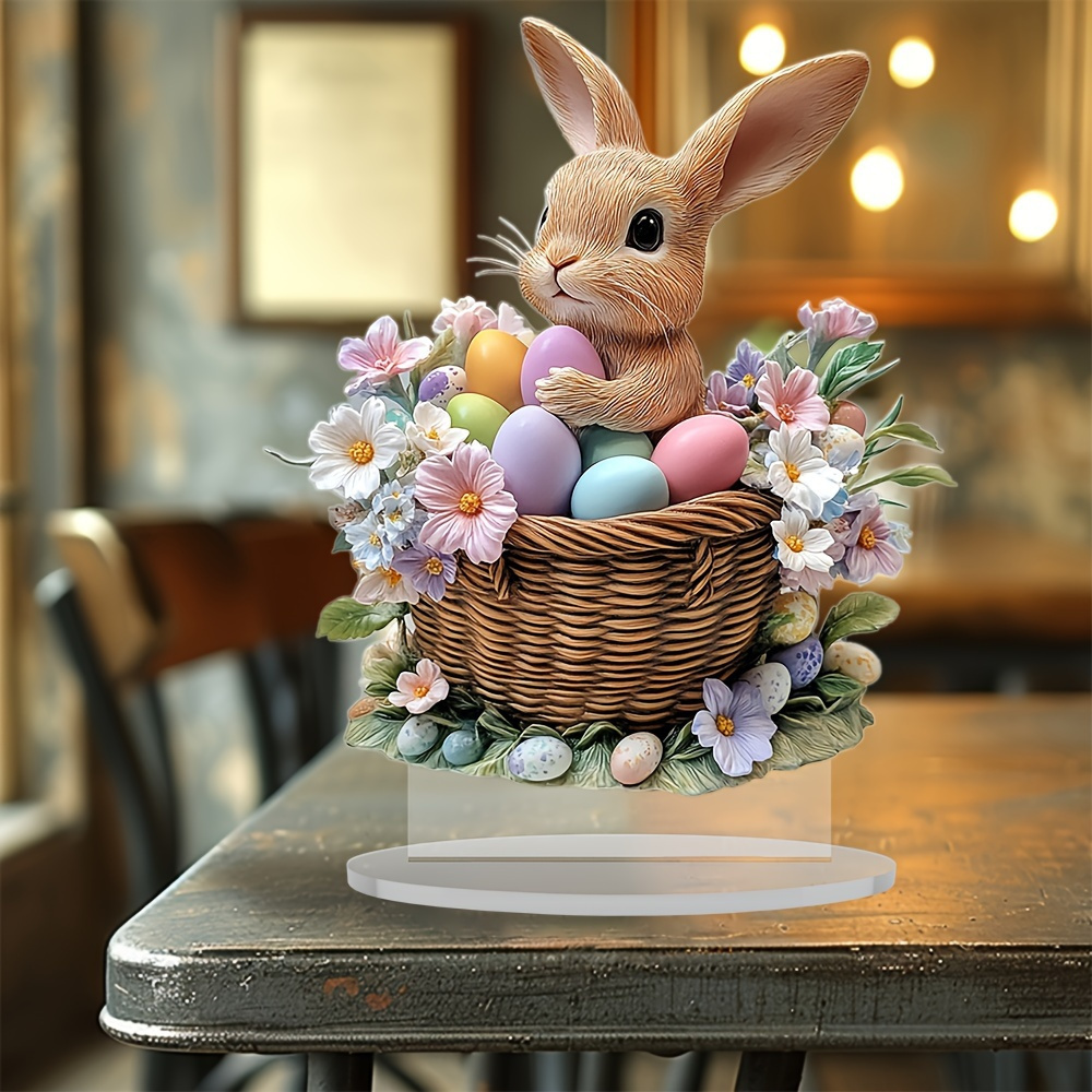 

2d Flat Multifunctional Bohemian-style Acrylic Rabbit Statue - 2d Flat Desktop Decoration, Suitable For Home, Office, And Easter Celebrations, Measuring 4.72 Inches X 7.87 Inches, Rabbit Accessory.