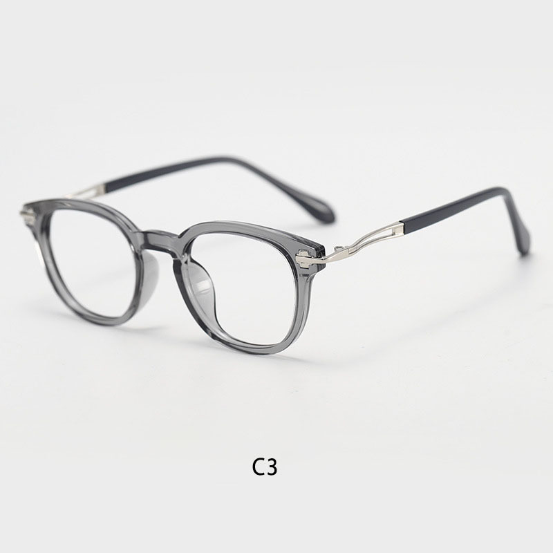 Image of Retro Metal Legs Casual Eyewear, Tr90 Ultralight Trendy Decorative Glasses, Round Clear Lens Glasses For Men Women