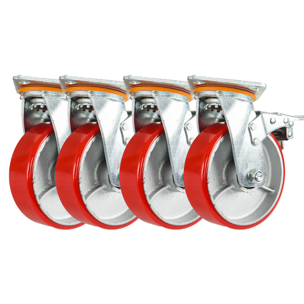TEMU 4pcs 500kg 6inch Heavy Duty Metal Caster Wheel Industrial Castor Swivel W/brake