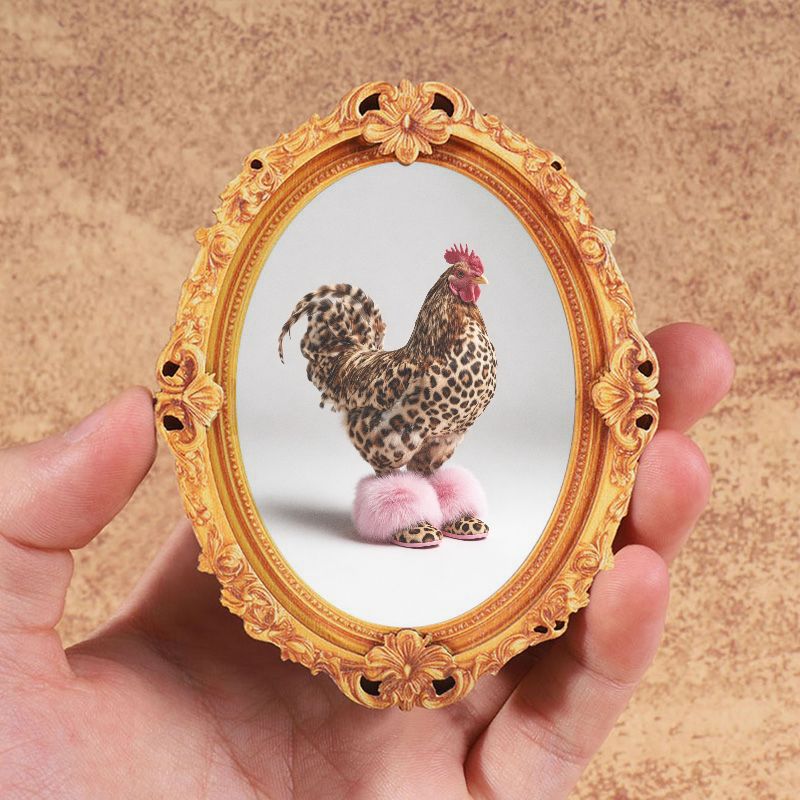TEMU 1pc Retro Style Oval Shape, Mini Photo Frame Shaped Fridge Magnet, Small Creative Frame Fridge Magnet, Classical Decorative Painting, Creative