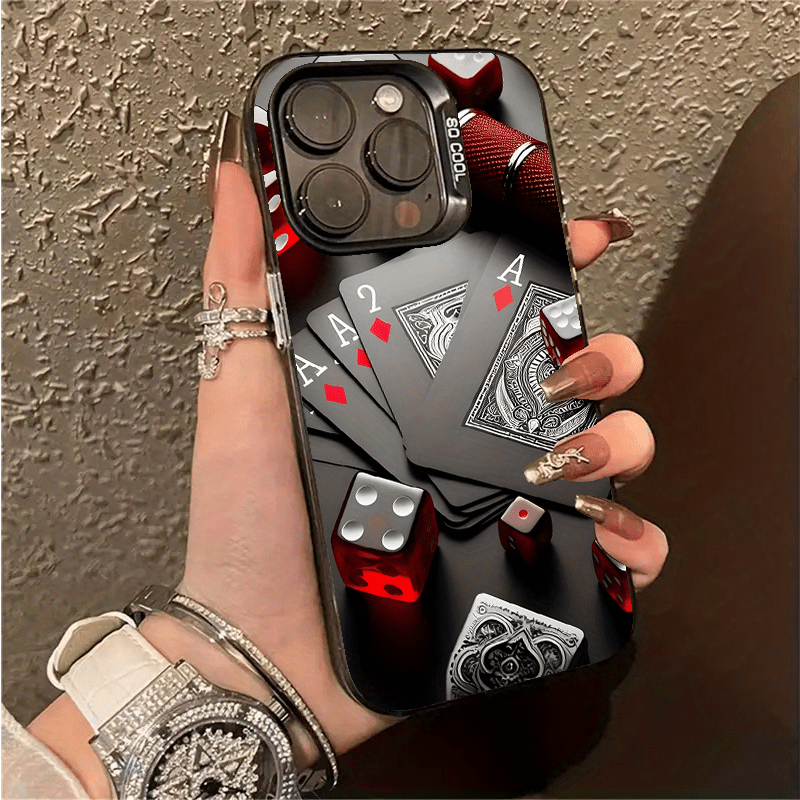 TEMU Phone Case - A Black Acrylic Full-cover Shockproof Phone Case Featuring A Card Design