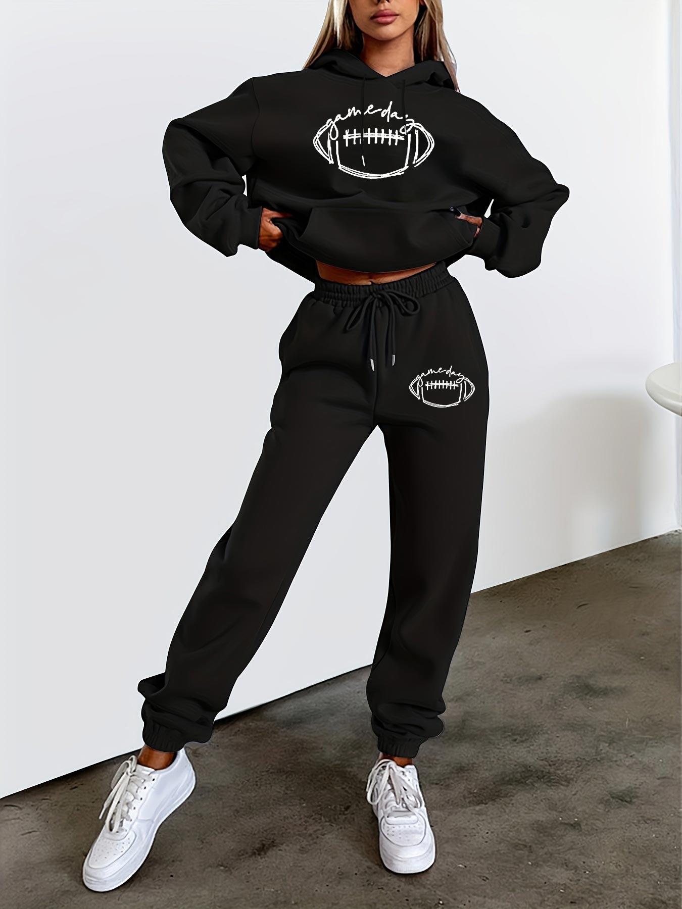 Ensemble Jogging Femme 2 Pièces - Survêtement Décontracté Doux, Idéal Sport, Yoga, Maison (haut Capuche + Pantalon) - 2