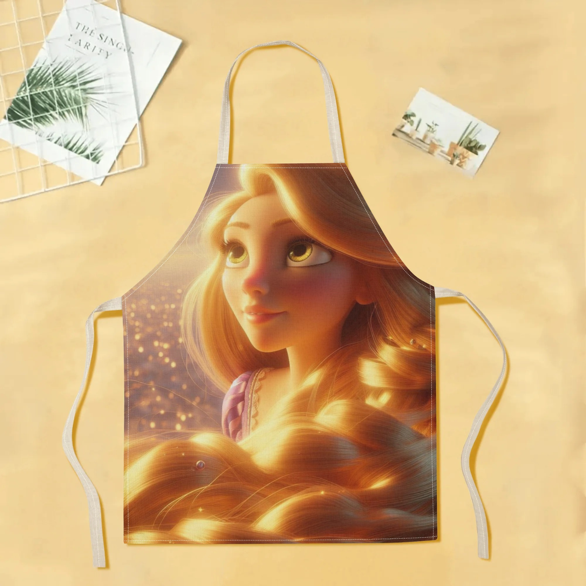 disney   waterproof apron - vibrant cartoon princess design,   polyester, ideal for home, restaurants, cafes & supermarkets details 1