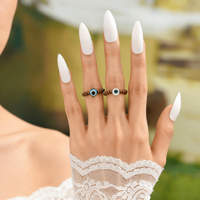 2pc Bohemian Evil Eye Stackable Ring Set, Women's Fashion