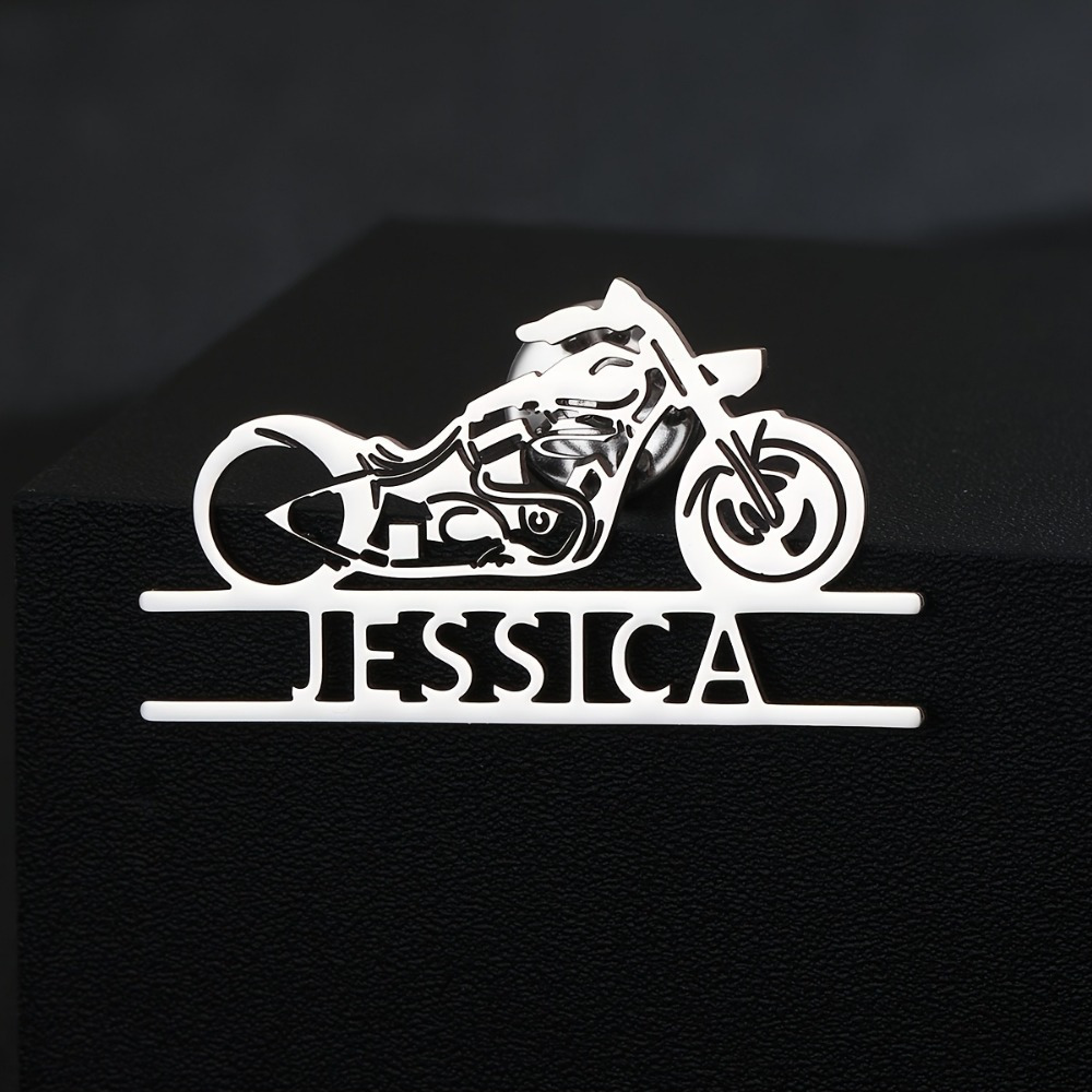 TEMU 1pièce Broche Personnalisée Pour Moto - Nom Personnalisé Gravé, Accessoire de Veste En Métal Durable, Idéal Pour de La Fête Des Pères Et de