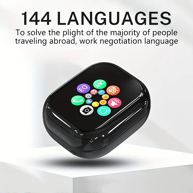 TEMU Smart Translation Earphones With A Touch Screen, Of Translating In 144 Languages For International . Lightweight Earphones Feature Modern Translation Technology, Touch Control, Type-c Charging