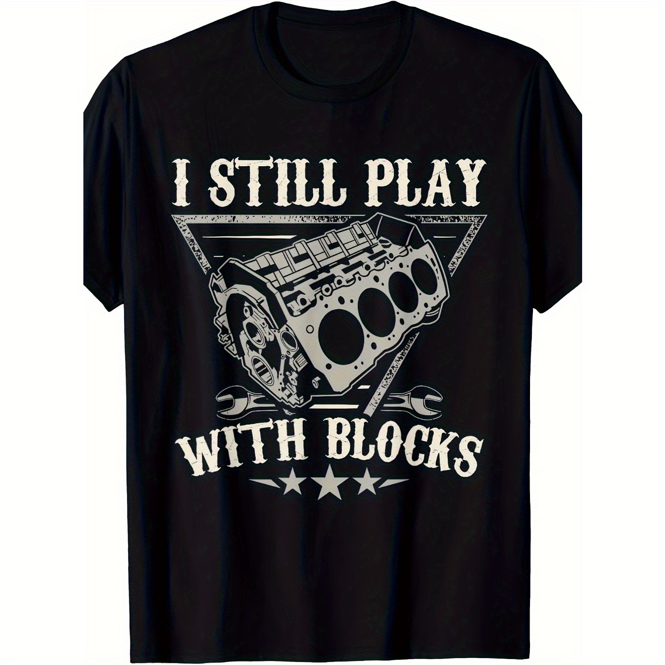 

1pc T- - 100% Slight , Car Engine , , Regular Fit - "i " Graphic Tee For Adults