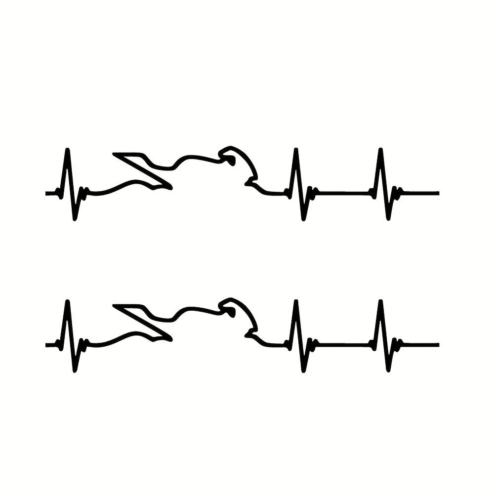 TEMU 2d Flat - Set Of 2 Vinyl Stickers Featuring A "reflective Heartbeat" Design, Perfect For Enhancing The Aesthetic Of Your Motorcycle Or Car While
