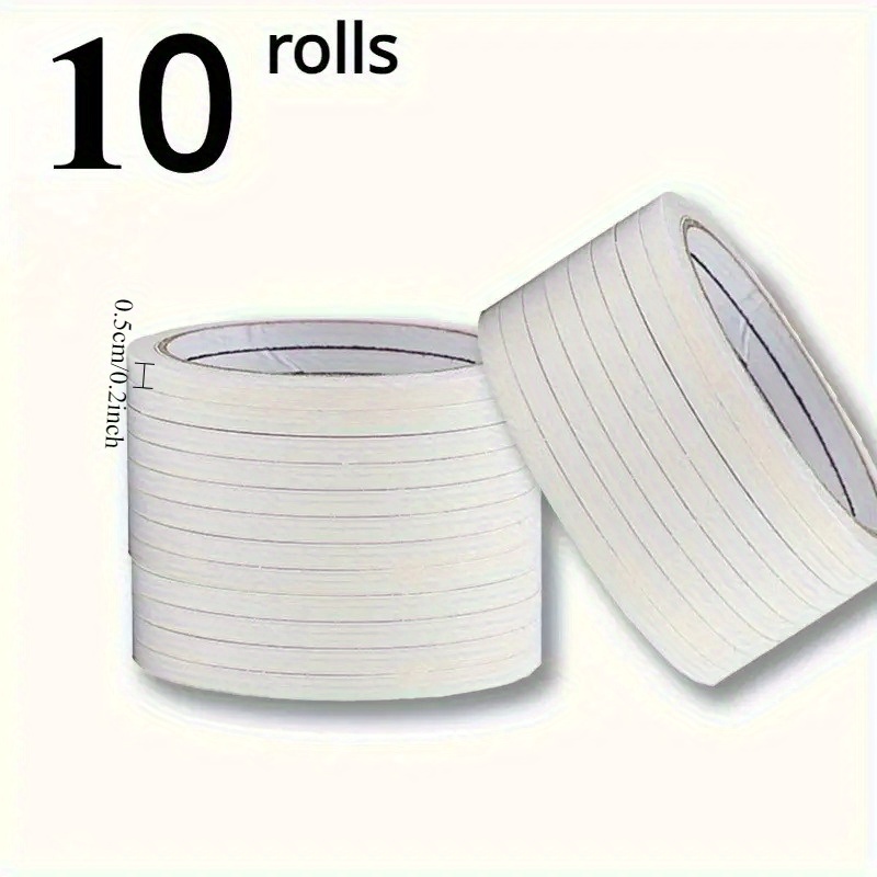 10 Rolls X 0.5cm X 12m Double-sided Tape - Strong Transparent Adhesive, Suitable For Gift Wrapping, Crafts, Projects, Photo Fixing And Scrapbooking
