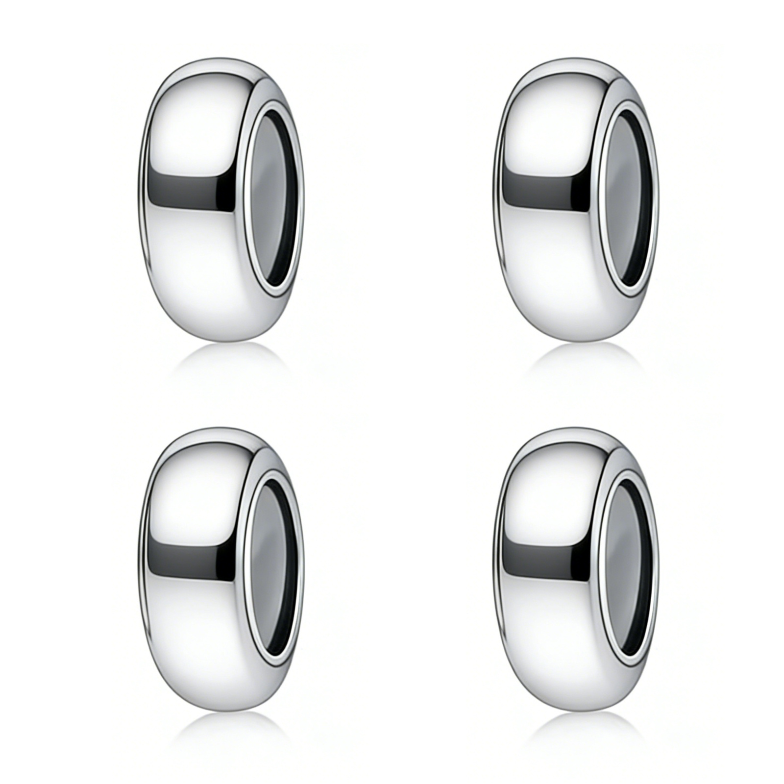TEMU S925 Sterling Silvery Set Of 4pcs With Silicone Spacer Beads, Suitable For Bracelets And Necklaces, Jewelry Additions, Local Storage, Women's