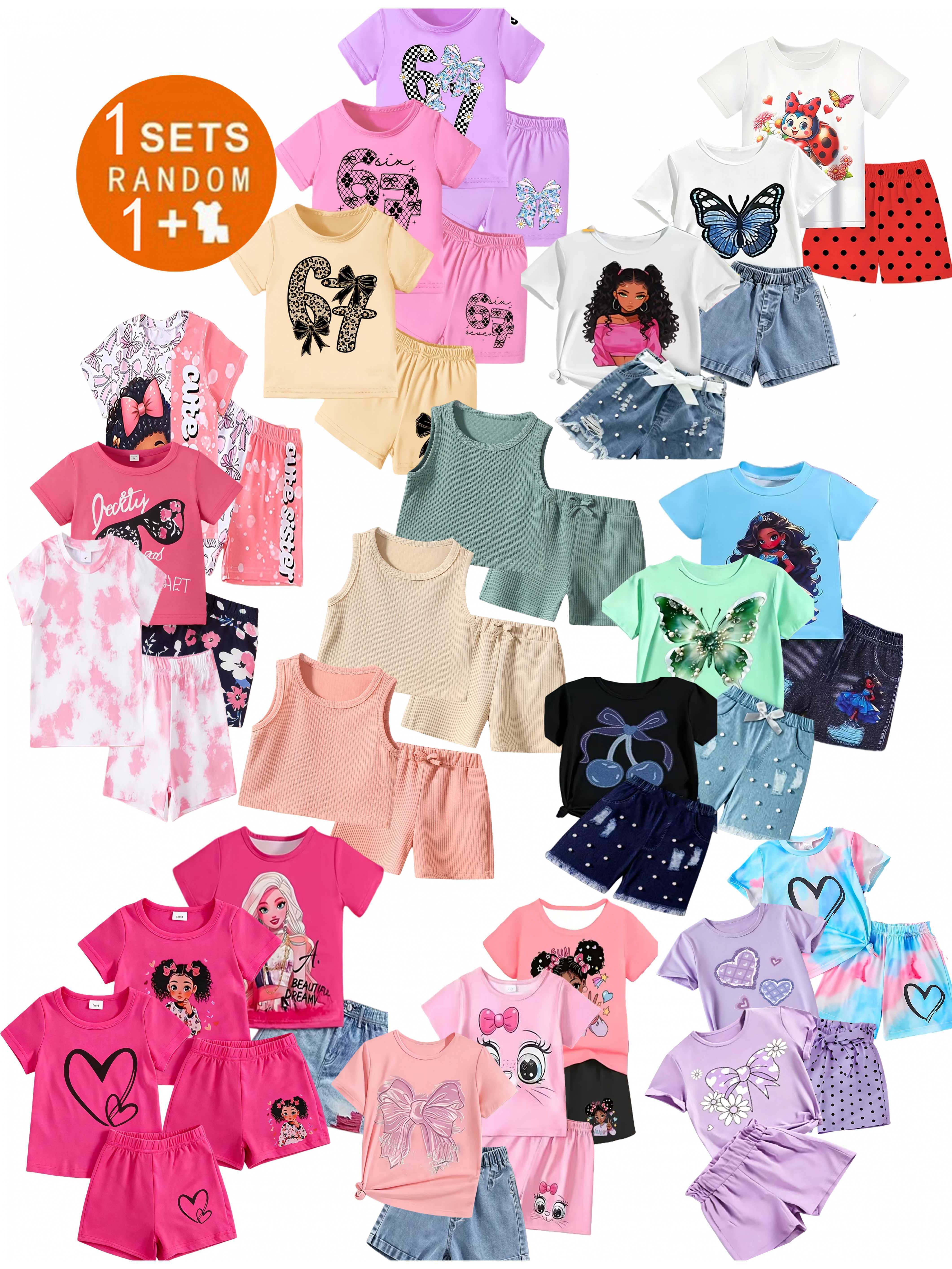 50pcs set childrens spring summer outfits trendy and cute outdoor sports casual clothing   3 13 fashionable holiday       for outdoor