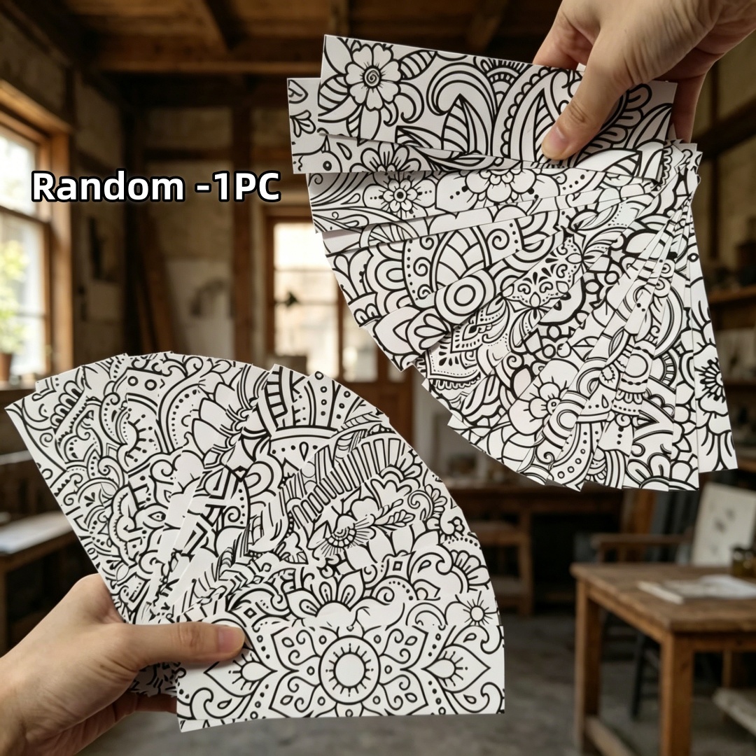TEMU Marcapáginas para colorear con intrincado de mandala - Impresión HD y negro, hoja aleatoria de diseño complejo, divertido dibujado a , papel no