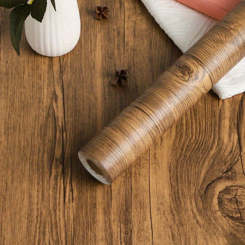 E-shop 1 Stück Selbstklebende Holzoptik Tapete - Wasserdicht, Abziehbar, Vinyl für Schränke, Tische, Stühle & Wände - Braune Holzplanken