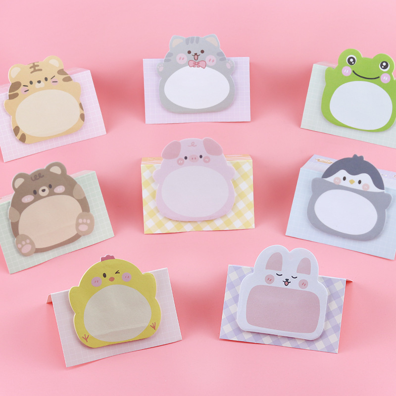 A Set Of 8 With 160 Sheets Of Cute Korean Cartoon Animal Sticky Notes, Creatively Designed As Standing Animals For Messages And Reminders, Perfect As Gifts Or Rewards For Teachers .