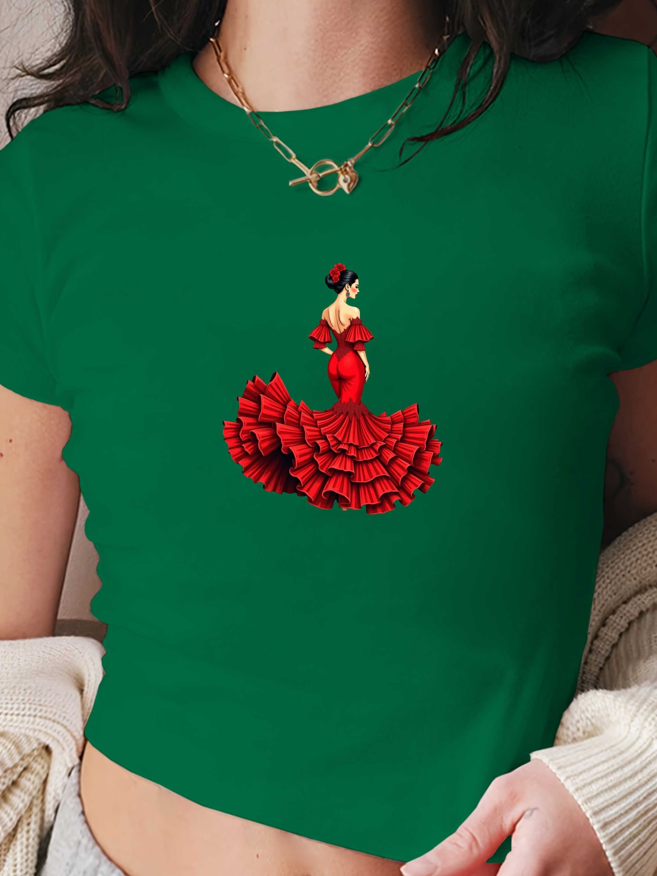 stylish red flamenco dress women short sleeves women's - Temu Switzerland