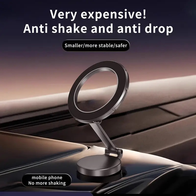 The Latest Golden High-strength Magnetic Car Phone Holder Can Be Folded 1080 Degrees For Unlimited Rotation. 42 Rubidium Magnets Will Never Demagnetize. Thickened And Reinforced Support Rod For Car Dashboard Navigation Phone Holder.