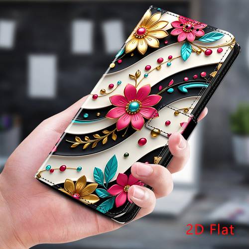 phone case 2d flat colorful luxury synthetic leather wallet phone case suitable for moto e7 e6 e e32 e30 e22 e20 e15 e13 play edge 70 50 30 20 x x30 s30 neo g stylus series