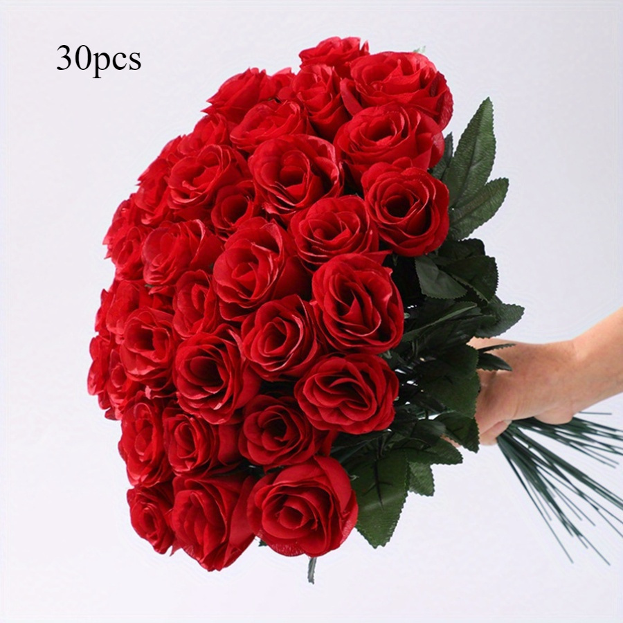 TEMU 30pcs Realistic Artificial Silk For Home And Wedding Decor – Valentine's Day And Day Gifts (vase Not Included)