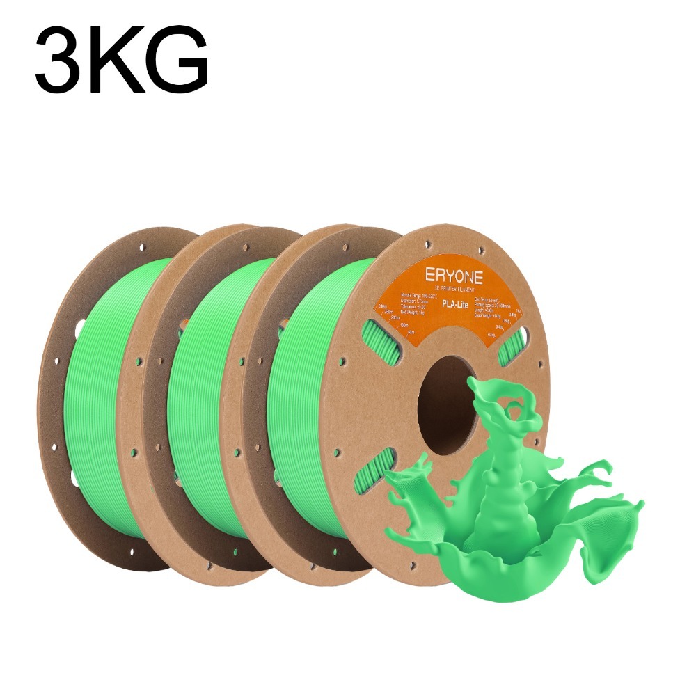 Eryone Pla-lite 3d Printing Materials, Including 3 Rolls Weighing 3kg With A Diameter Of 1.75mm (+/- 0.03mm), Suitable For A Of 3d Printers, Featuring Easy And Vibrant Color