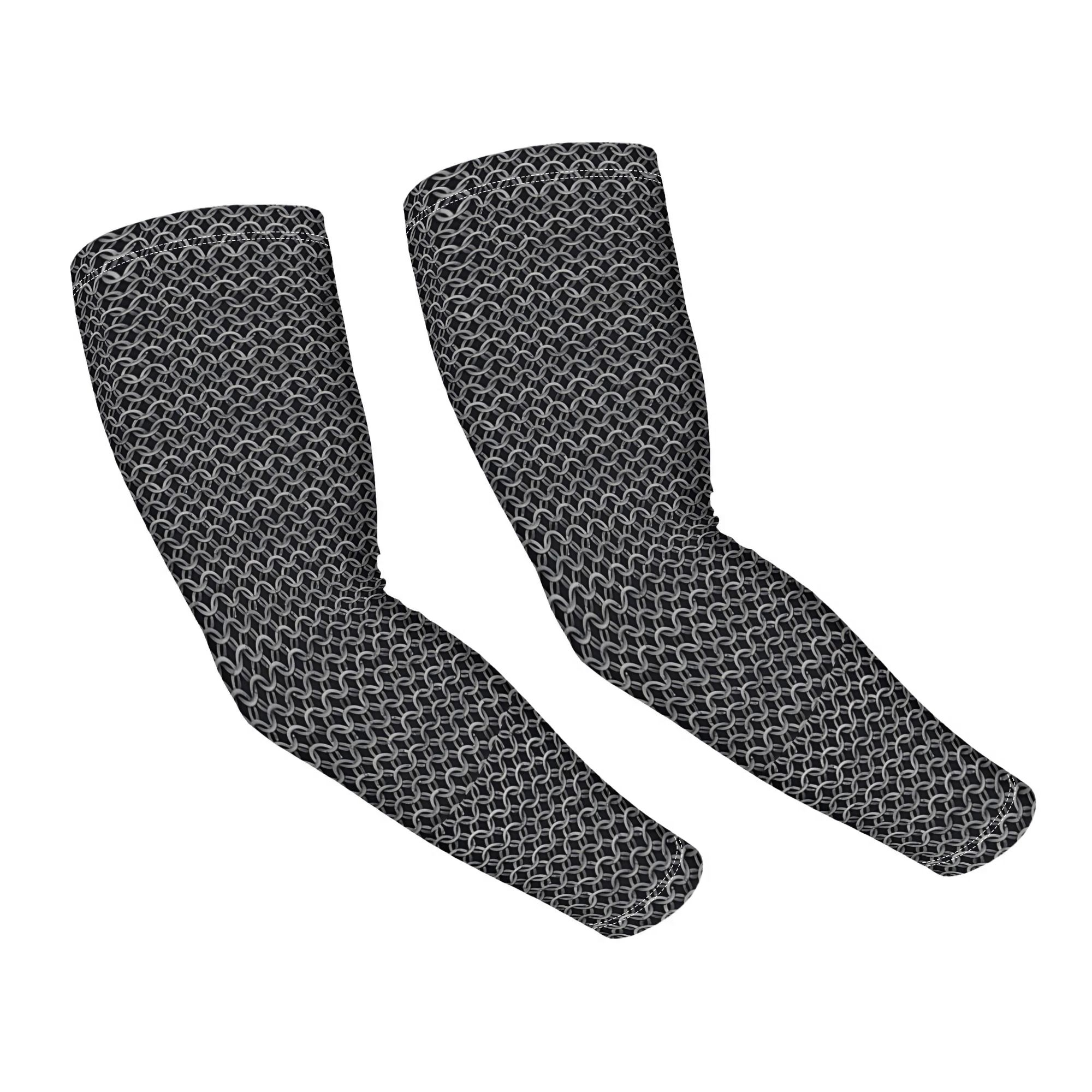 TEMU Chainmail Printed Sleeve Summer Arm Covers Thin Long Sleeves For Women And Men Extended Arm Protectors For Driving And Cycling