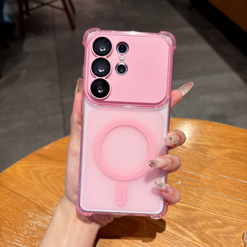 TEMU Phone Case: Ins-style Macaron Color Wireless Charging Phone Case For Galaxy S24 S25 S26 , Full-coverage Drop-proof Protective Case
