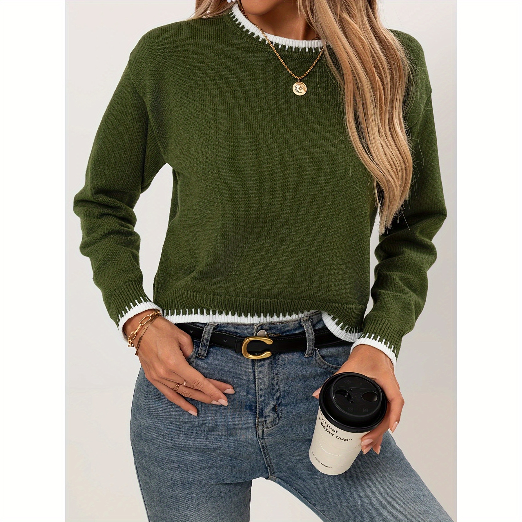 TEMU Sweater With A Crewneck For Women