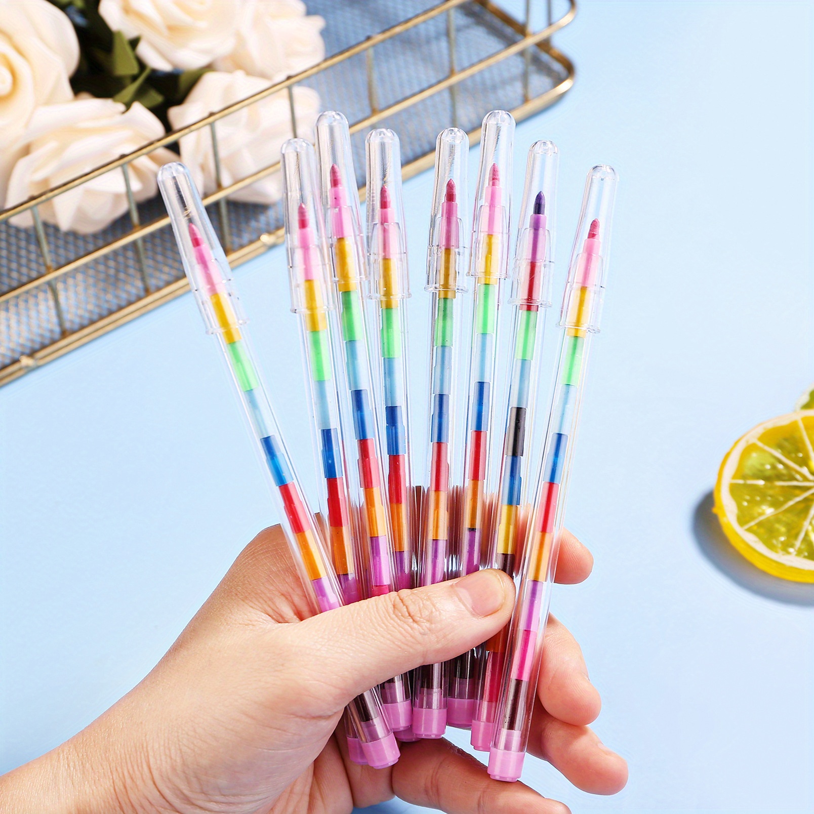 TEMU 10 Crayons, Colored Pencils, Mixed Crayons, Creative Coloring Crayons/ Pencil Stationery, Pencil Set, Colored Twist Pens