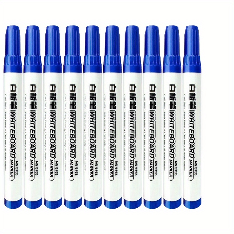 TEMU 10pcs Erasable Whiteboard Markers, Erasable Whiteboard Markers, Quick-drying Pens, Large-capacity Refillable Markers, And Water-based Board