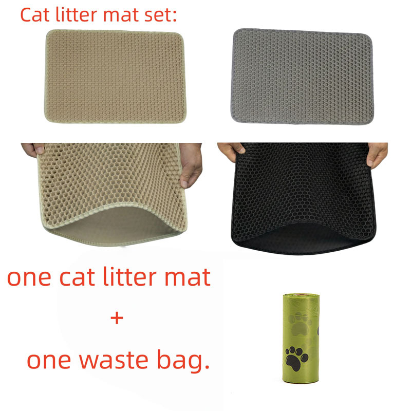 TEMU Ensemble de tapis de litière pour chat extra-large en EVA : comprend 1 tapis de litière et 1 sac à litière. Antidérapant, résistant à l'urine,