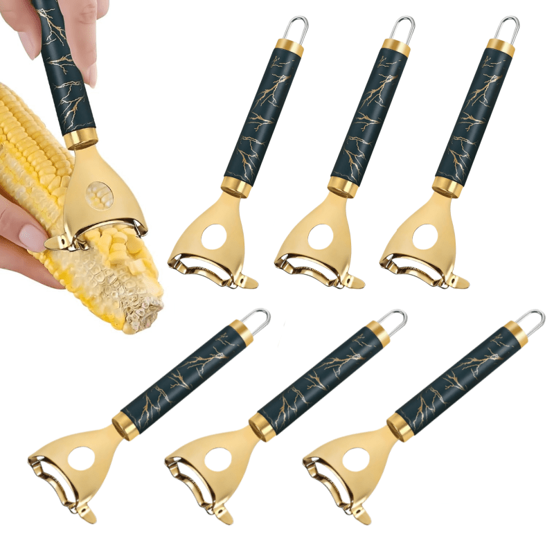 TEMU 6pcs, Corn Planer, Corn Stripper, Stainless Steel Corn Cob Stripper, Household Corn Peeler, Reusable Corn , Creative Corn Stripper,