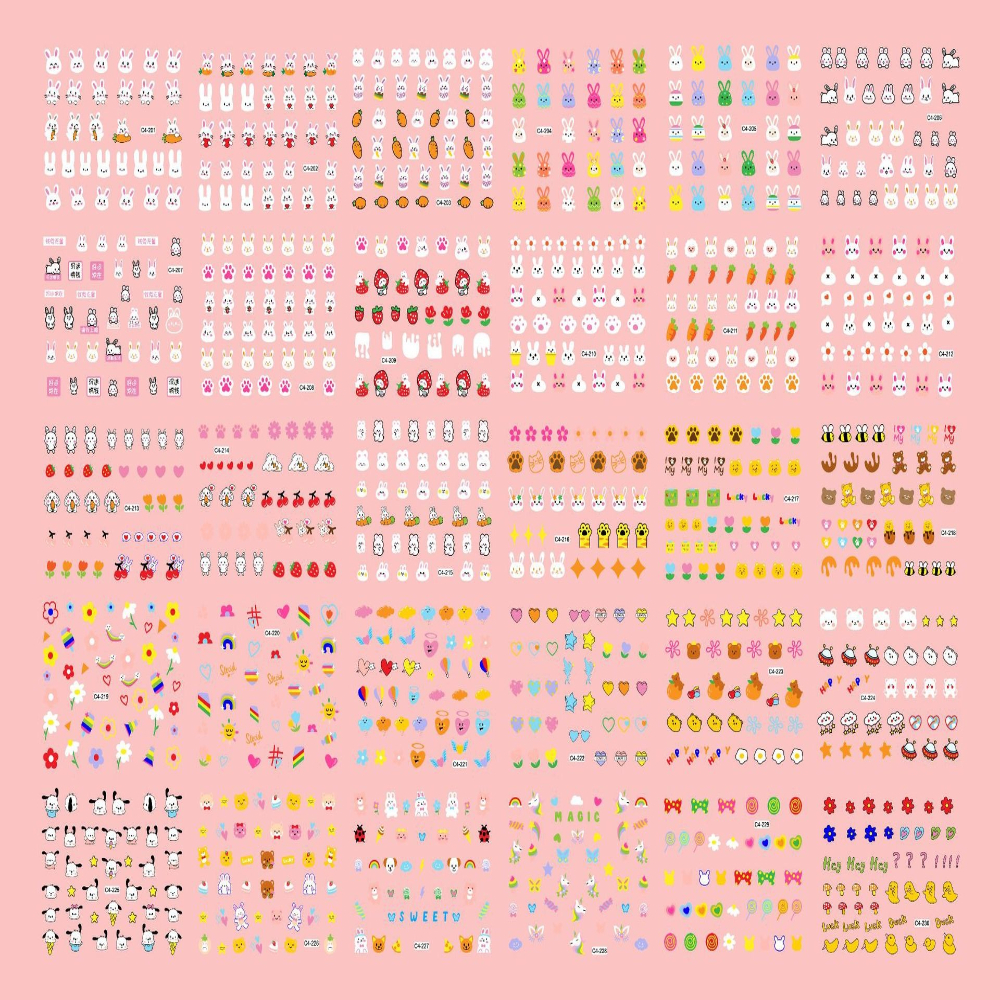TEMU 12 Sheets Of Cute Cartoon Pattern Nail Stickers, Glitter Nail Decals For, Festive Atmosphere Nail Art, Birthday Gift, Nail Decals, Holiday