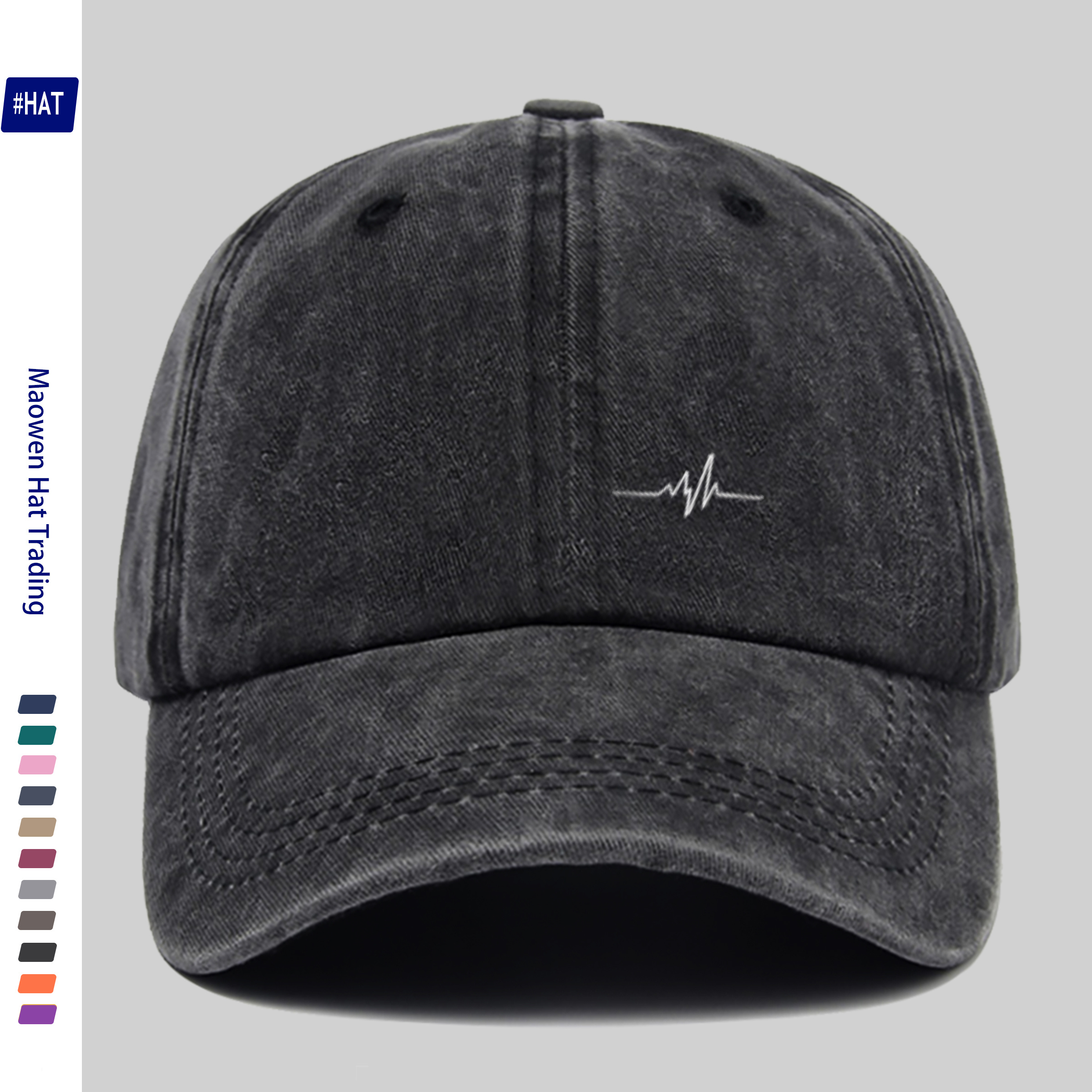 TEMU 1pc Vintage Distressed Adjustable Unisex Sports Cap, Washed Hat With Stylish Pattern Print Design, Outdoor Leisure Hat, Fashionable Printed