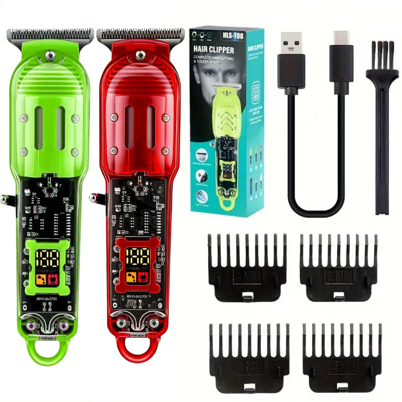TEMU 1 Set/2 Set Professional Hair Clippers For Men - Usb Rechargeable Barber-grade Clippers With Led Digital Display, Low-voltage () Lithium-ion,