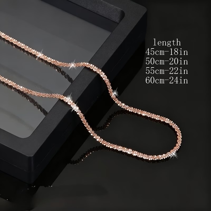 Necklace with Sparkling Rose Golden Stainless Steel End
