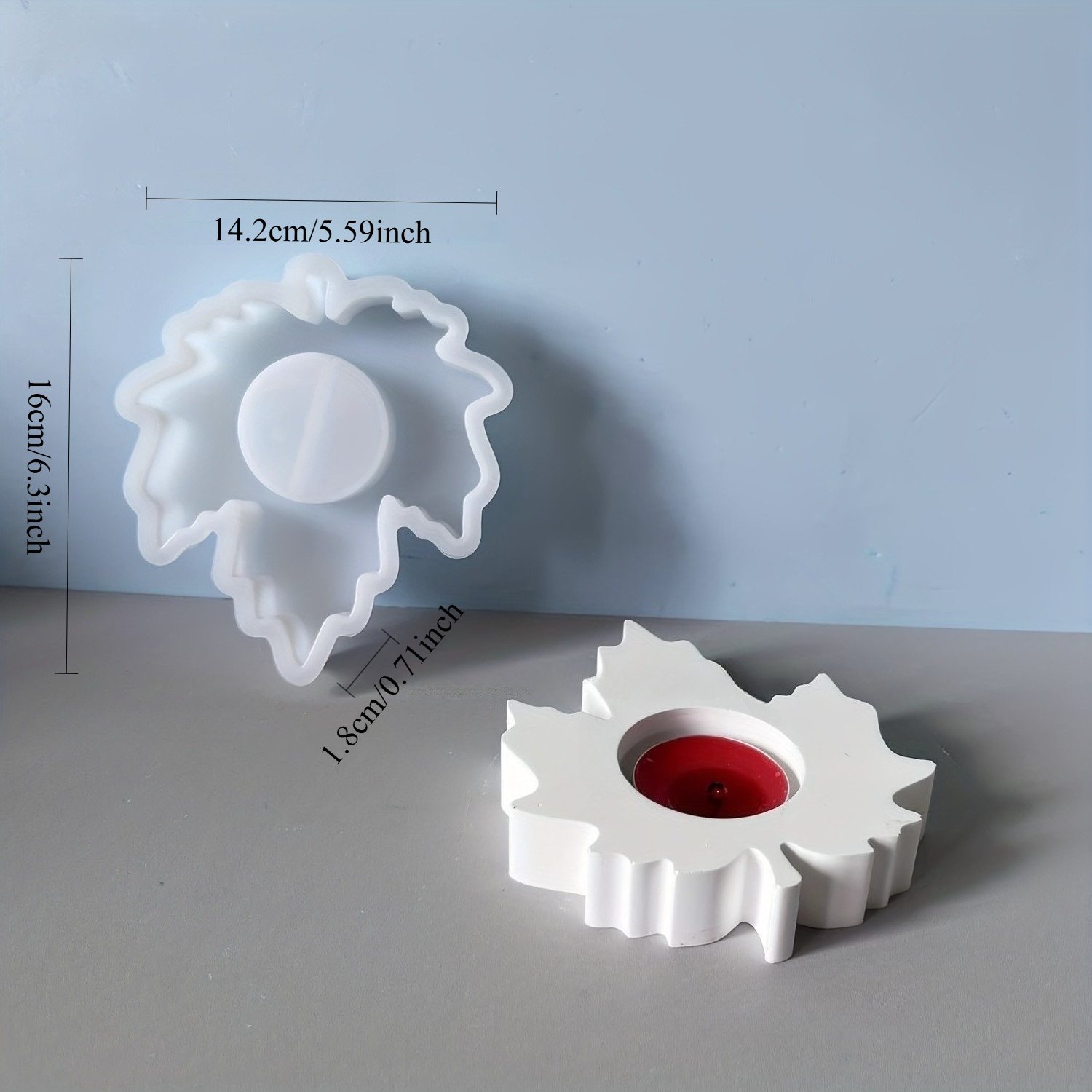 Autumn Maple Leaf Tea Lamp Candle Holder Cast Stone Mold Diy Handmade Maple Leaf Decorative Item Cement Cast Stone Candle Holder Silicone Mold Resin Silicone Mold