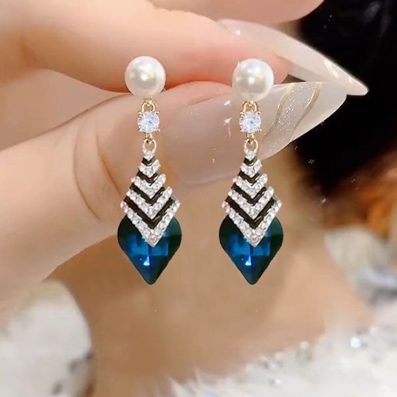 TEMU Stripe Color Block Teardrop Ear Drops - Ancient Design Luxury High-end - Valentine Anniversary Memorial Gifts - Fashion Accessories For Women
