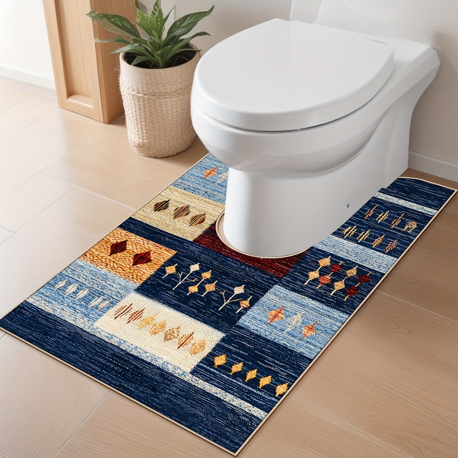 trendy   pattern long eared toilet mat non slip fluffy quick drying   style bathroom rug comfortable   mat non slip mat quick dry mat modern bathroom additions decorative floor mat plush surface soft pvc material non slip mat