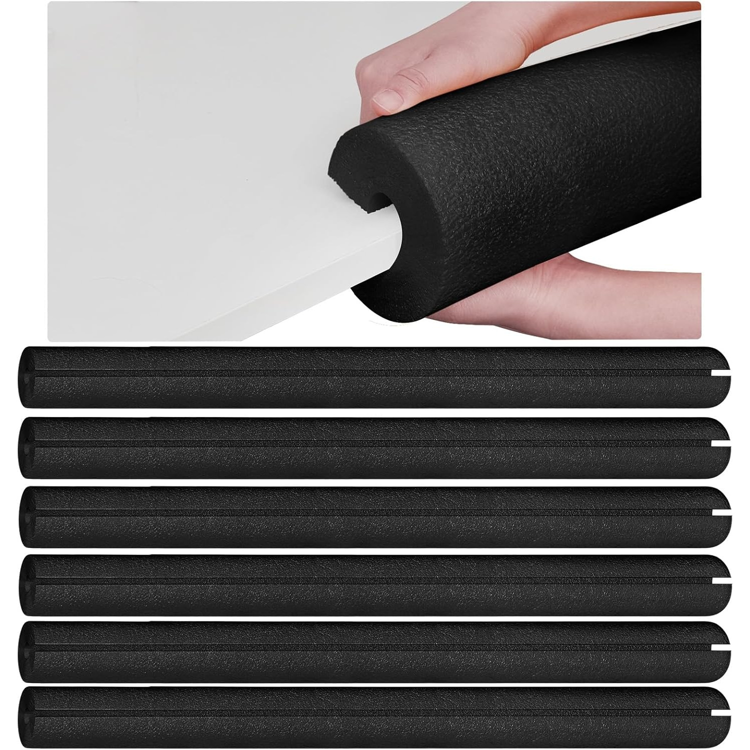 TEMU 6 stuks Zwarte Schuimrubbers, Voorgesneden Schuimstaven voor Knutselprojecten, Kussenspringen, Vulling, Bumperbescherming en Thuisgebruik