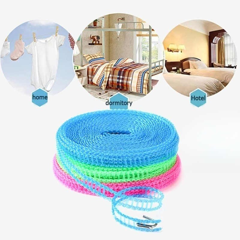 TEMU 3pcs 16.4-foot Windproof Nylon Clotheslines, Portable Laundry Lines, Adjustable Clothes Drying Ropes, Travel Clotheslines, Indoor And Outdoor