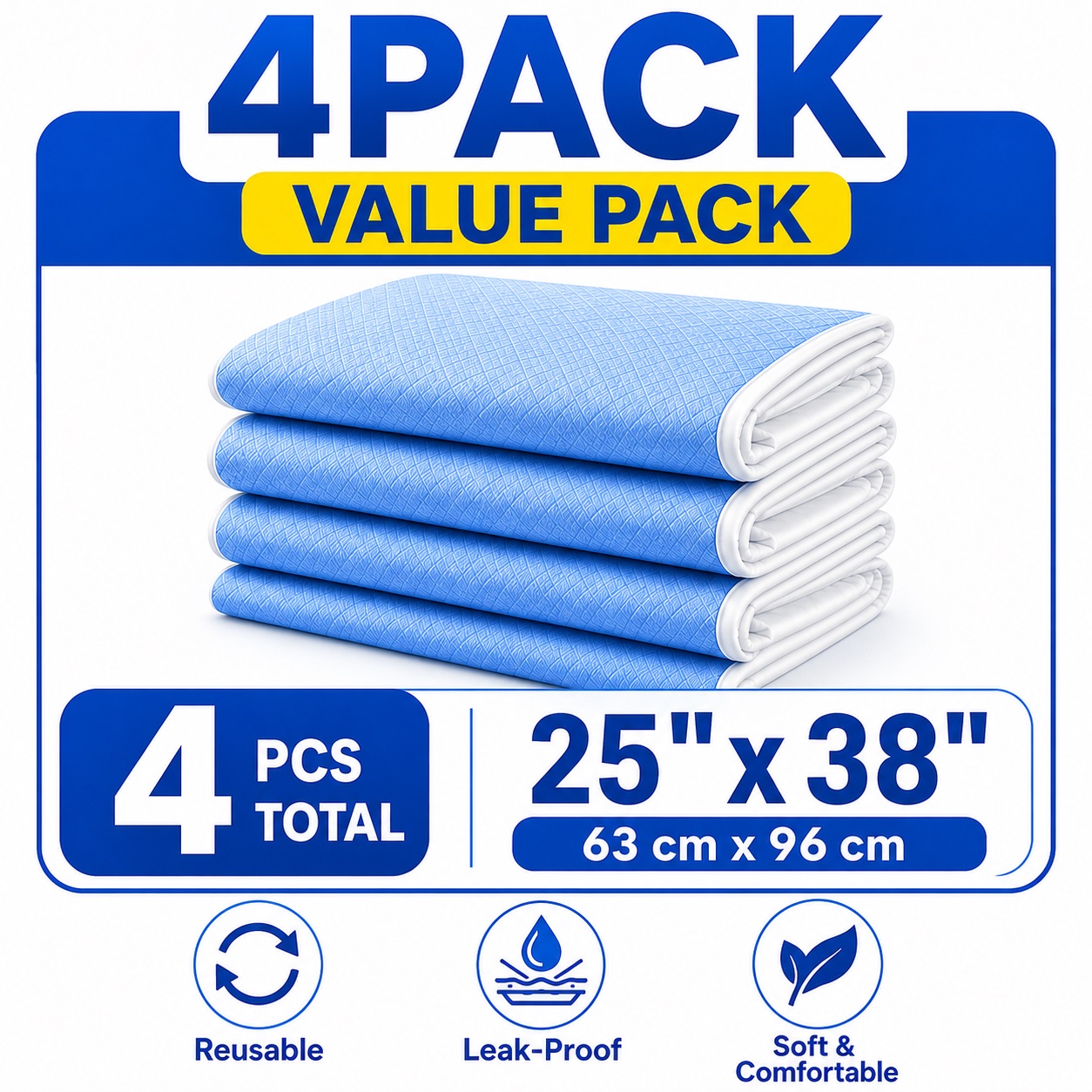 TEMU 4pack/2pack Washable And Waterproof Bed Protection Pad, Ideal For Menstrual Care For Women, Perfect As A Holiday Gift, And Great For Use During