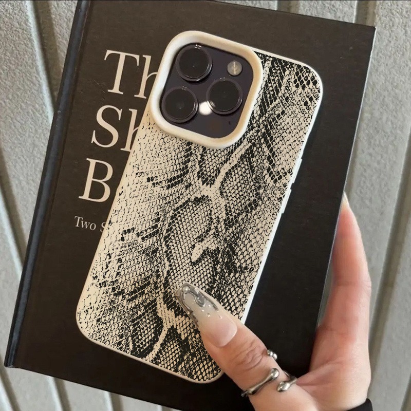 TEMU Phone Case - Snake Skin Pattern Mobile Phone Anti-fall Lychee Pattern Mobile Phone Case, Suitable For Iphone 16 15 14 13 12 Pro Mobile Phone