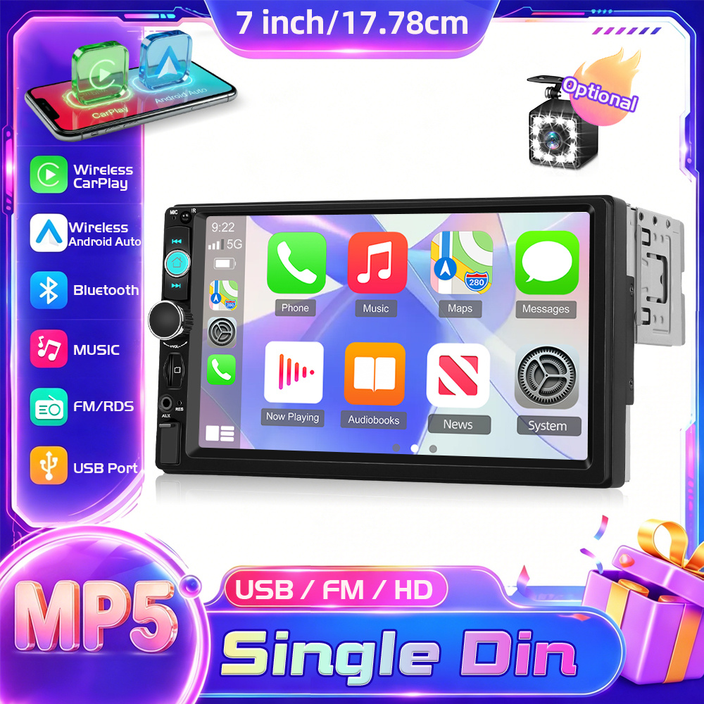 Double Din Mp5 Car Player With 7 Inch Touch Screen Car Stereo, Wired , Share Same Video, Bluetooth, Usb Port, Eq, Swc, Color Backlight Setting, Calendar Viewing Function, Optional Backup Camera