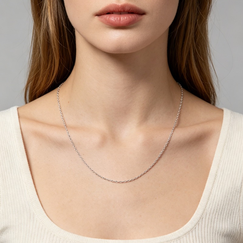 Women's Elegant Minimalist Silvery O-Link Chain Necklace