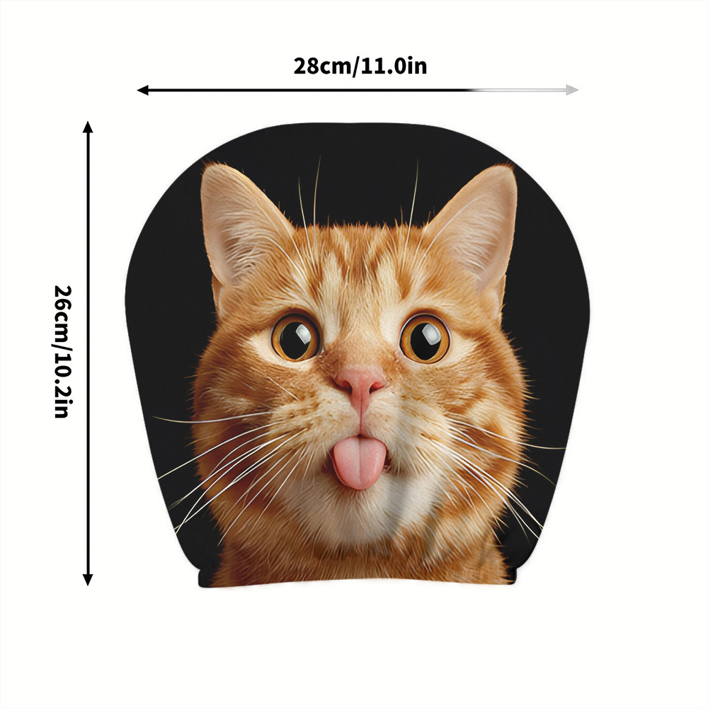 TEMU 【2枚セット】舌を出して遊ぶ可愛い子猫柄のカーヘッドレストカバー｜取り付け・お手入れ簡単、ポリエステル製、ほとんどの車に適合、長距離移動時の快適さと楽しさを向上